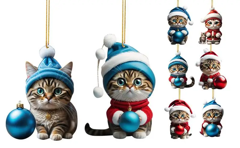 

Cat Christmas Tree Pendant 8pcs Cute Hanging Ornaments Acrylic Cat Decor Gifts Cat Christmas Tree Pendant Home Decoration