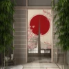 Japan Door Curtains Red Sun Japanese Shrine Door Red Round Plum Blossom Noren Kitchen Room Partition Half Curtains Blocking 2