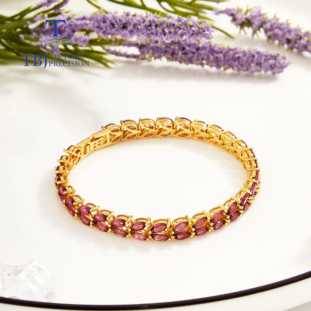 Purple natural Rhodolite garnet bracelet fashion women's fine