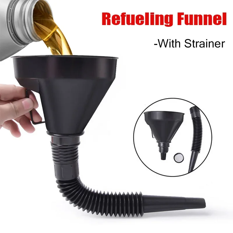 Car Refueling Funnel with Strainer Bendable Oil Fuel Filter Funnels Auto Motorcycle Truck Universal Gasoline Fueling Tools