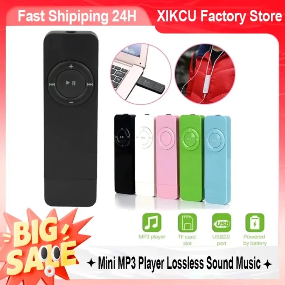 XIKCU 신형 미니 MP3 플레이어 USB 인라인 카드 U 디스크 MP3 플레이어 USB 2.0 무손실 음질 음악 미디어 플레이어 마이크로 TF 카드 지원