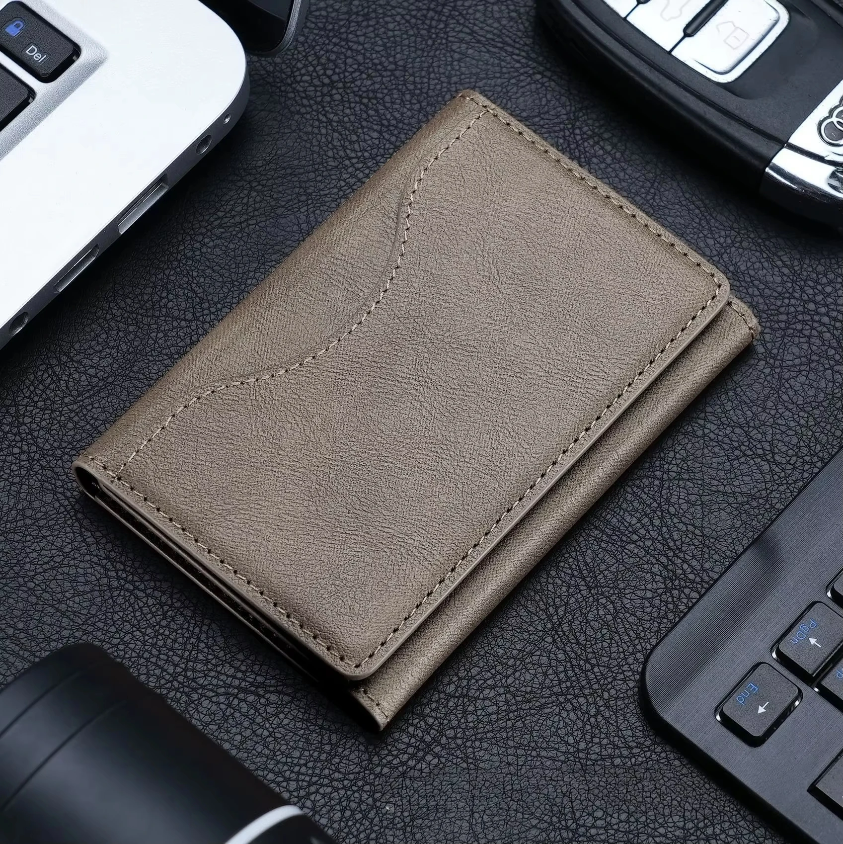 Magnetic Leather Wallet and Card Holder with Phone Pouch – Protective Case