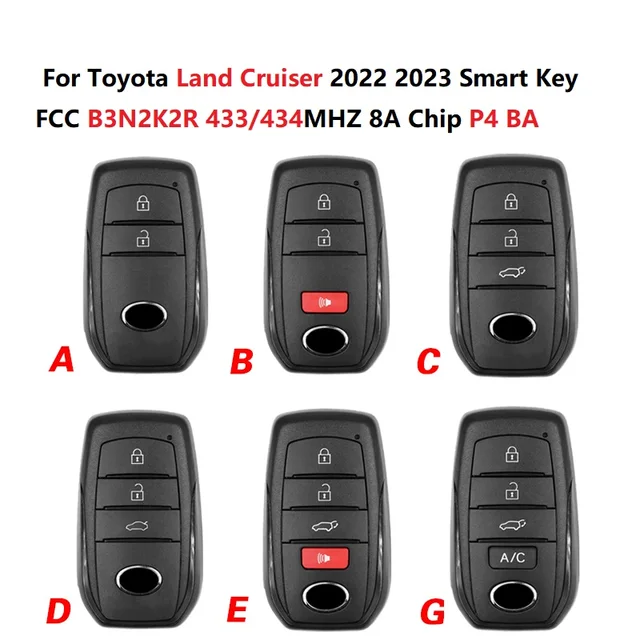 Toyota Land Cruiser smart key 2022-2023 B3N2K2R 433/434MHz 8A chip P4 BA 8990H-60540 replacement 1