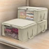 Clothing Storage Bag Large Capacity Dustproof Storage Bag Folding Non Woven Clothes Organizer Clear Window Zipper with Handles 1