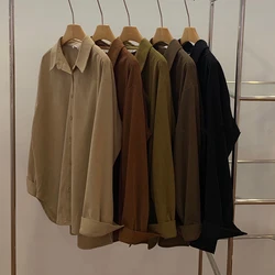 QOERLIN Corduroy Blouse Women Spring Autumn Turn-Down Collar Long Sleeve Button Up Shirts Female New Office Ladies Streetwear