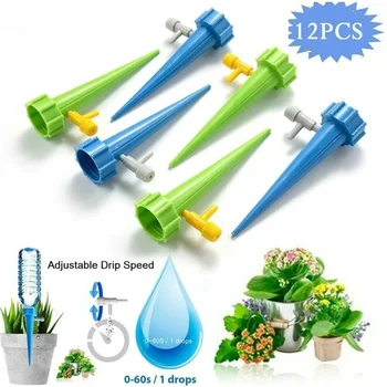 12PCS Auto Drip Irrigation Watering System Self Spike for Flower Plants Garden Plant Flower Automatic Waterer Convenience Tools