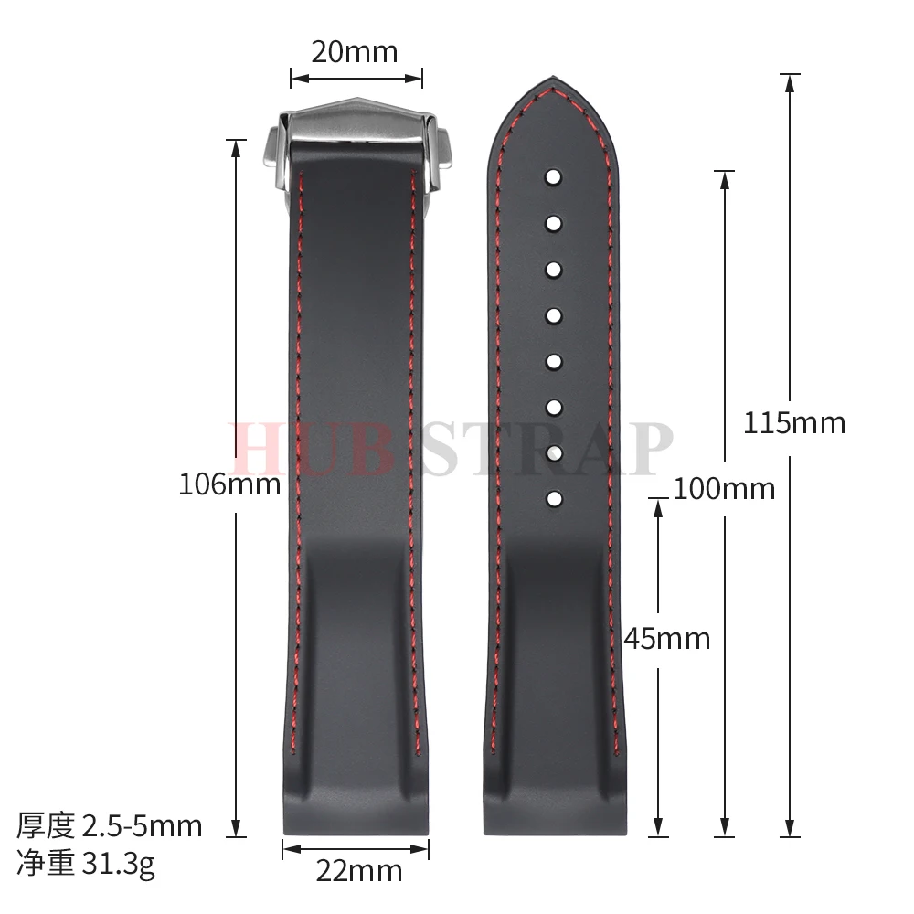 Universal Waterproof Silicone Sports Watch Strap - Rubber Strap for Men & Women, Compatible with 20mm & 22mm Watches