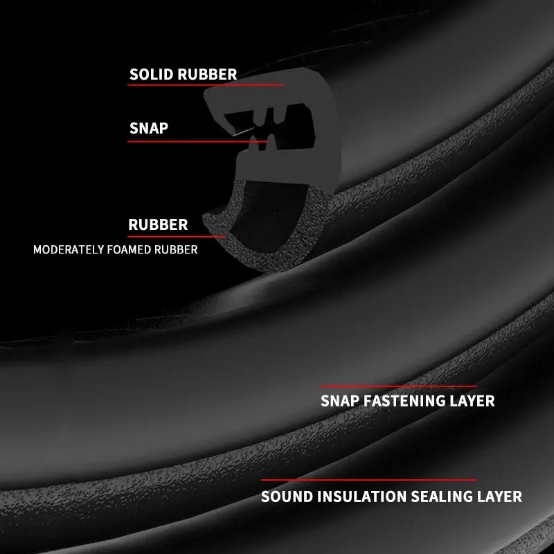 2m Thicken Rubber B-Pillar Sealing Strip Car Door Edge Weatherstrip Scratch Protector Soundproof for Car Door RV Boat