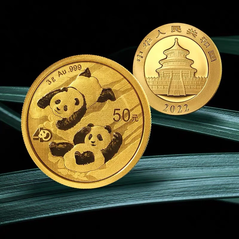 

2022 г., Китай, памятная монета в виде панды из 24-каратного золота, оригинал, 3g Au.999, 50 юаней, UNC