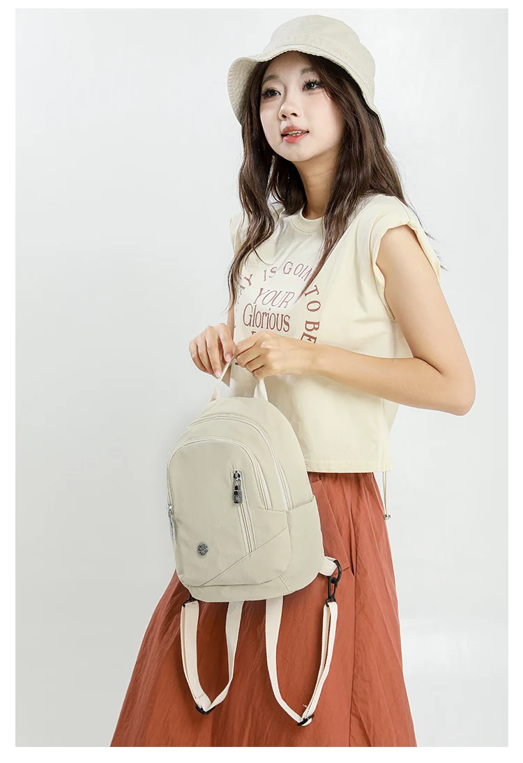 Sechsfarbiger Nylon-Mini-Rucksack, Kleiner Rucksack mit mehreren Fächern für den täglichen Gebrauch, Modischer Damen-Freizeitrucksack – Detail 5