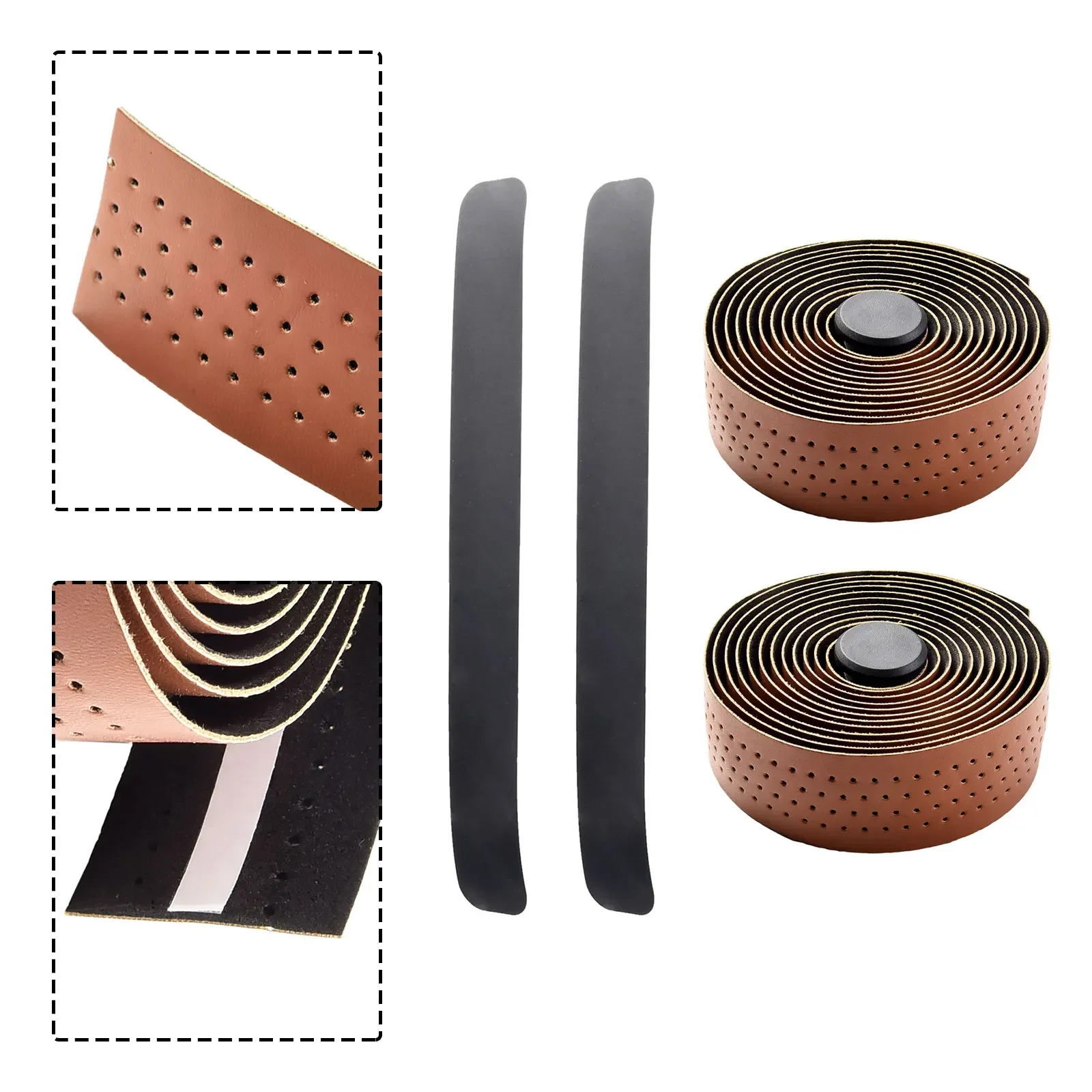 Lightweight handlebar tape with sweat absorption Perforated fabric pattern sweat absorbing and improved shock absorption bike handlebar tape