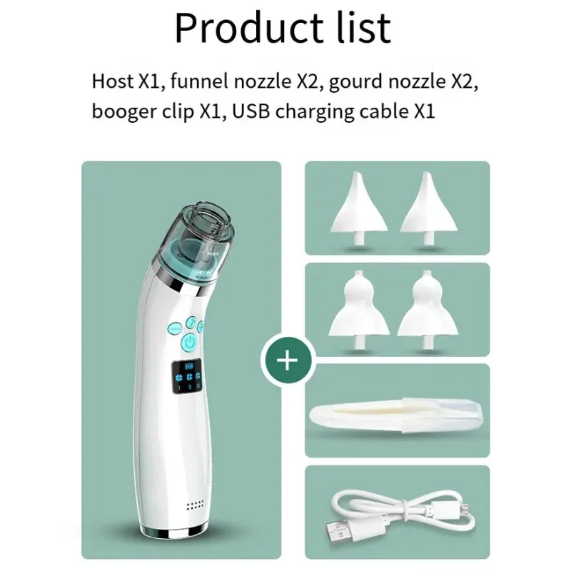 HOMEFISH Electric Nasal Absorber Silent Baby Obstruction Rhinitis Cleaner Nasal Aspirator 3-gear Suction Enriching Accessories