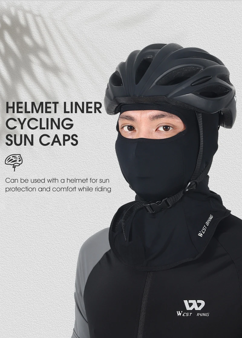 WEST BIKING Summer Motorcycle Balaclava Bicycle Hat Helmet Liner Full Face Sun Protection Cycling Running Breathable Ninja Caps