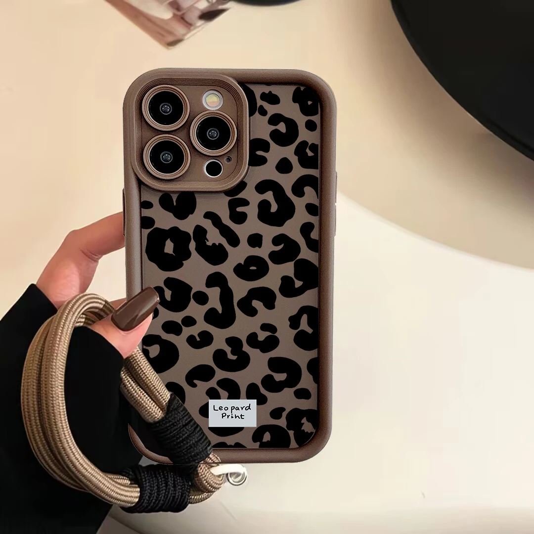 Leopard Print Lanyard Cord Phone Case Cover