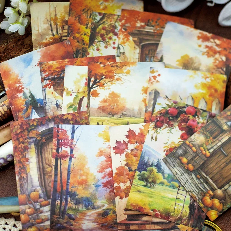

30Sheets Material Paper Adventure Retro Landscaping Forest Handbook Decoration Handwriting Base Scrapbooking Cut 175*100MM