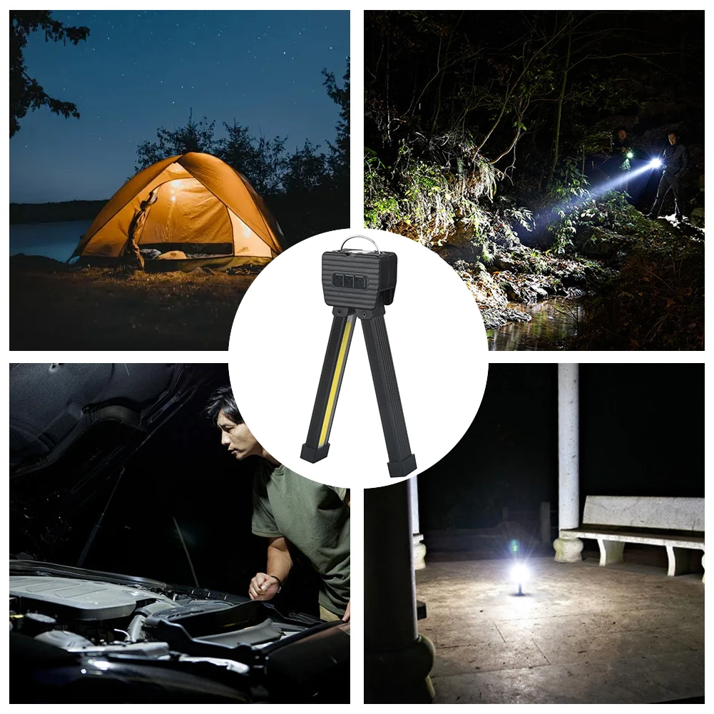 LED Flashlight with Hanging Hook Inspection Lamp USB Rechargeable Portable Torch Light for Car Repair Home Garage Emergency