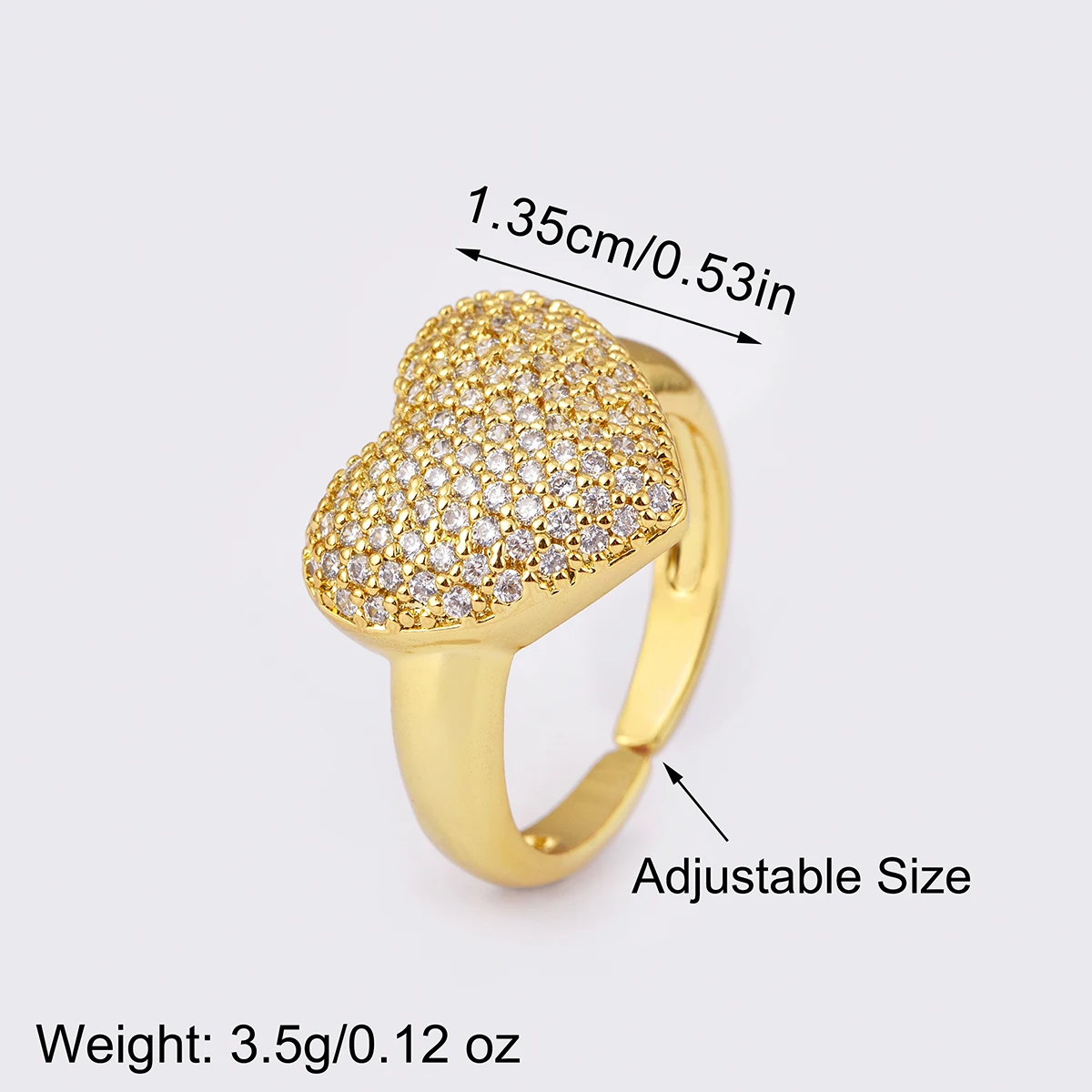 Nidin جديد وصول رومانسية شكل قلب لامعة كريستال الزركون خواتم قابل للتعديل للنساء الرجال هدايا الاصبع عيد الحب