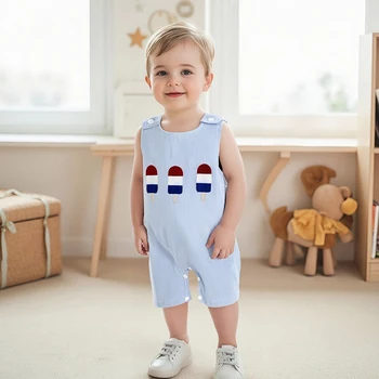 Adorable 4th of July Stars and Stripes American Flag Print Sleeveless Romper Patriotic Baby Outfit for Summer Fun 3