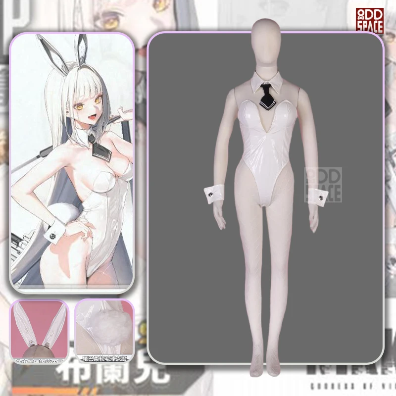 

Nikke The Goddess Of Victory Cosplay Game Nikke Blanc Cosplay Anime Halloween Sexy Woman Bunny Girl White Leather Jumpsuit Gift