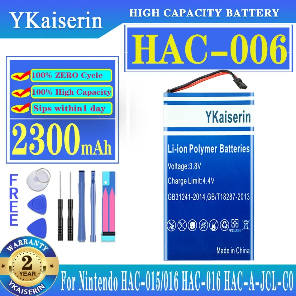 

YKaiserin Battery HAC006 2300mAh for Nintendo HAC-015/016 HAC-016 HAC-A-JCL-C0 HAC-A-JCR-C0 Switch NS Joy-Con Controll Batteries
