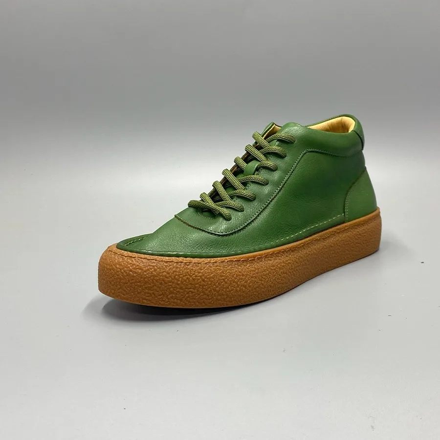 New Senior Fashion Leather Suede Versatile Simple High Top Casual Trend Board Walking Male Shoes Oxford Sneakers Men Ankle Boots 2