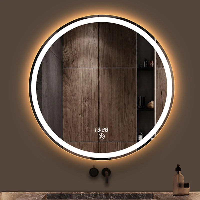 Bathroom Smart Mirror Waterproof Anti Fog Wall Mounted Round Mirror With Led Light Touch Control Specchio Bagno Room Decoration