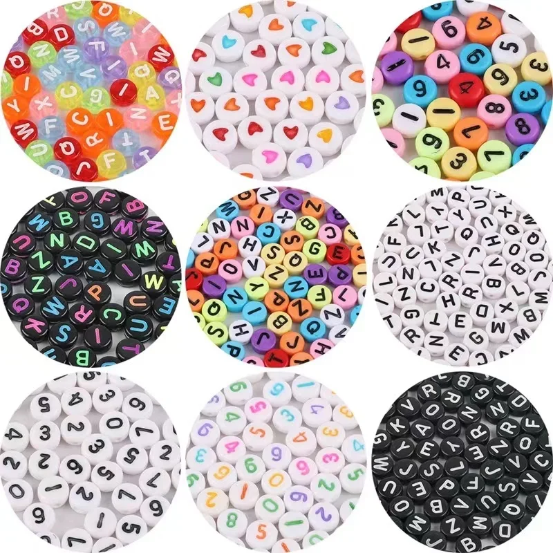 100/200/300/500Pcs Mixed Letter Acrylic Beads Round Flat Alphabet Spacer Beads For Jewelry Making Handmade Diy Bracelet Necklace clay beads 6mm mutilcolor chip disk flat round loose handmade polymer fimo spacer bead for jewelry making diy necklace bracelet