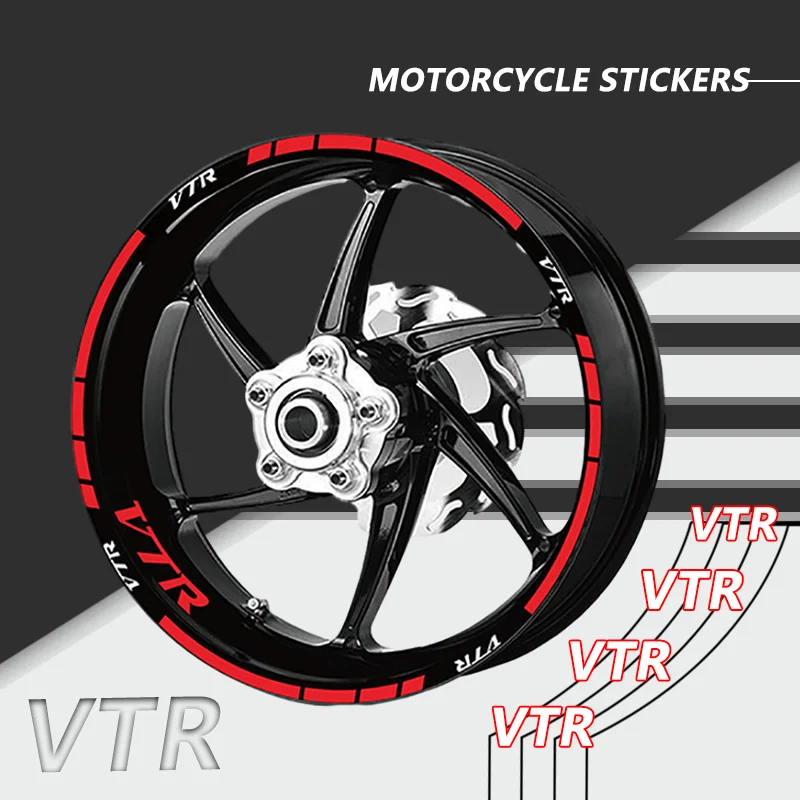 vtr Motorcycle Tire Rim Stripes Film Tape Decals Wheel Inner Ring Reflective Stickers For Honda VTR1000 VTR1000F VTR 1000 1000F suitable for and ford models high load transparent red alloy wheels 17 inch 5x127 outer anti tire ring off road wheels