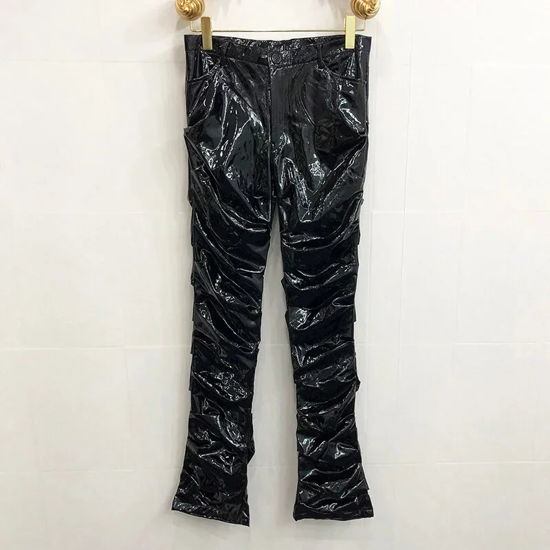 Pantaloni Da Moto In Pelle Da Uomo Punk - Foto 2