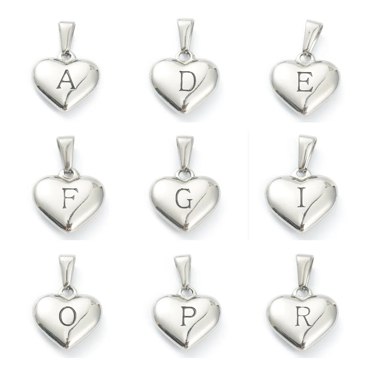 

Initial A-Z Alphabet Letter Stainless Steel Heart Pendant Charm For Necklace DIY Craft Jewelry Making Accessories