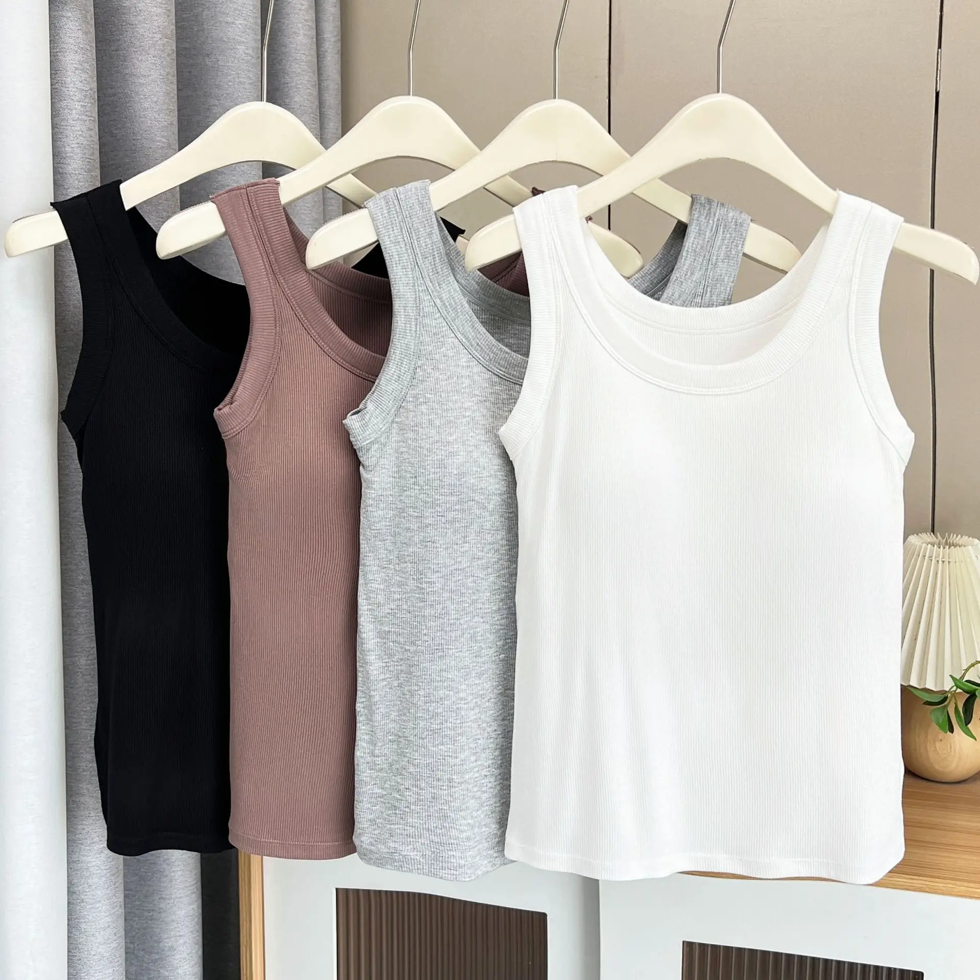 2025 Plus Size Tank Top Summer New Style 100KG Casual With Chest Pads And Ice Silk Sleeveless Vest For Women 1563