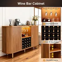 55-Inch Modern Wine Bar Cabinet with Storage, LED Lights, USB Ports & Adjustable Shelves for Kitchen, Living Room 5