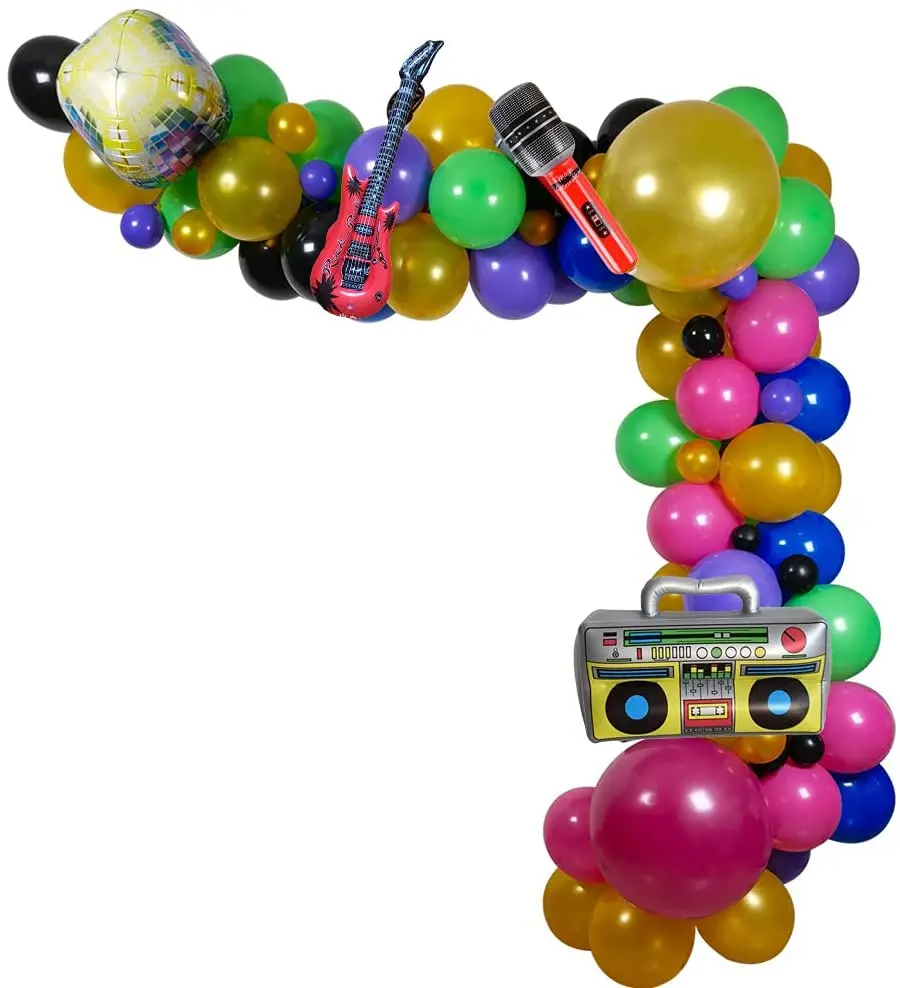 90S 80S Theme Party Balloons Backdrop Decorations Radio