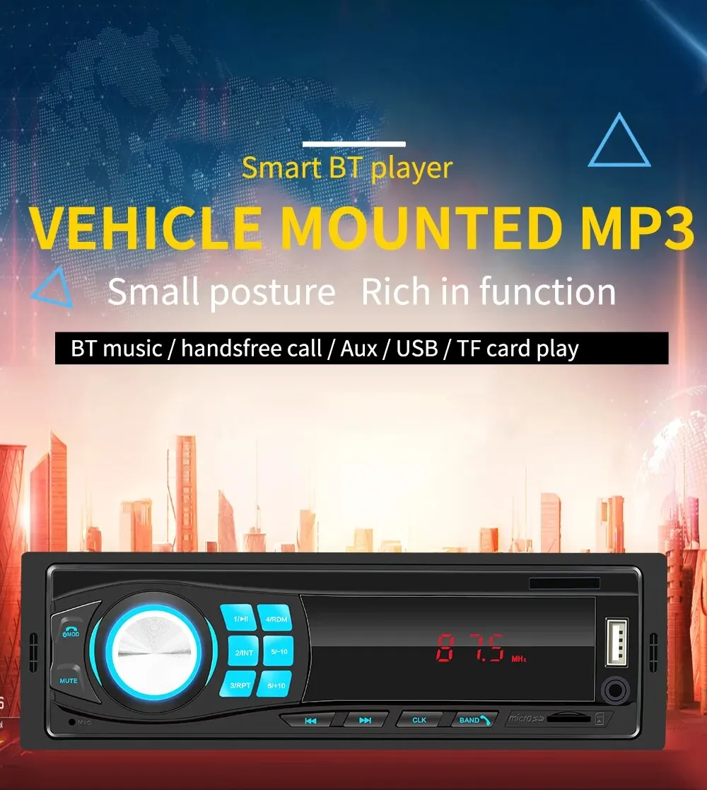 Car Radio In Dash 1 Din Tape Recorder MP3 Player FM Audio Stereo USB SD AUX Input ISO Port Bluetooth Autoradio 8013