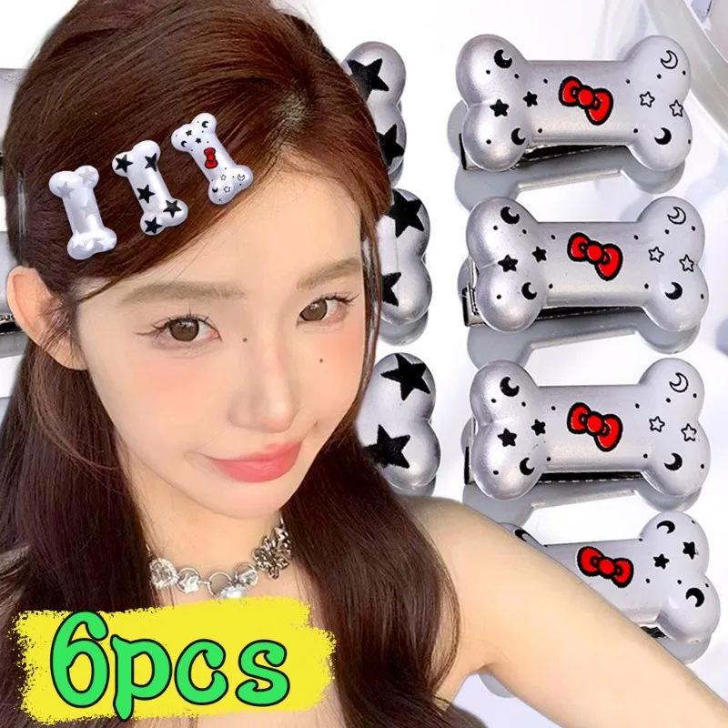 

Y2K Cute Hair Clips Women Girls Sweet Silver Little Bone Hair Clips Cartoon Creative Dating Daily Hairpins Fashion Accessories
