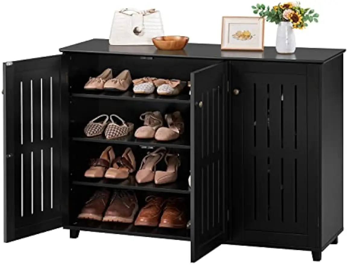 

Yaheetech Free Standing Shoe Rack Adjustable Storage Organizer 4 Tier Shoe Rack Shelves Entryway Hallway Furniture for Bathroom
