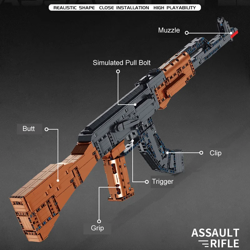 2 Creative AWM Sniper Rifle Barrett AKM Building Blocks, M24 Military Ornaments Series Modle Set Boy Adult Toys Birthday Gifts