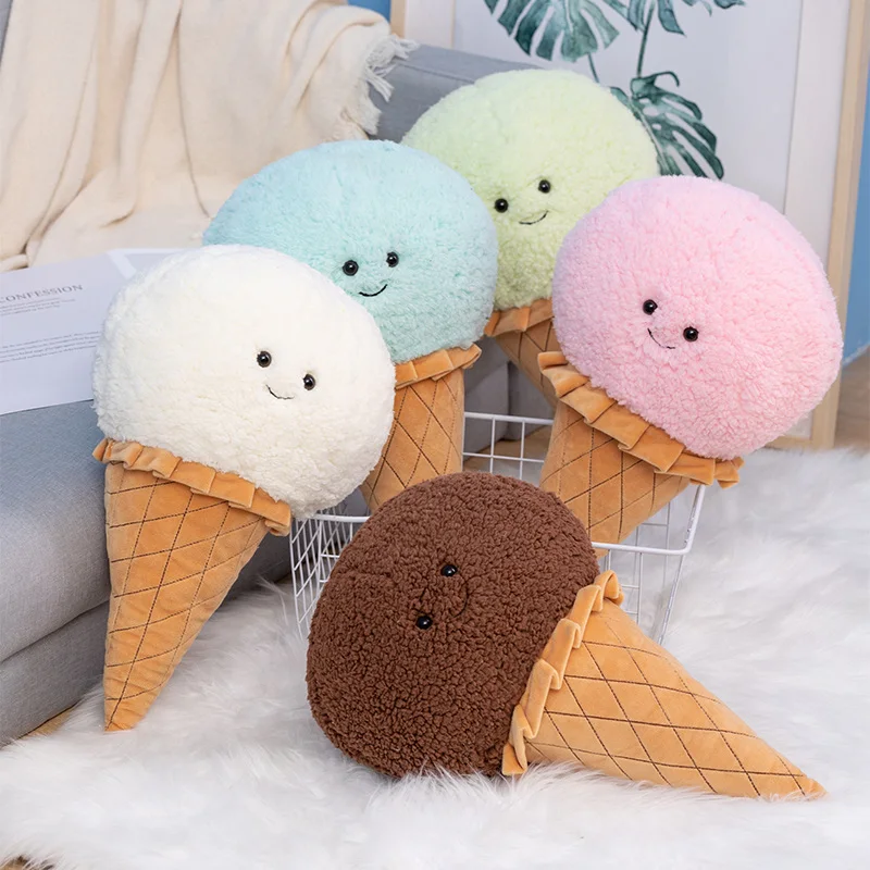 46cm Cute Cartoon Ice cream Plush Toy Stuffed Food Snack Pillow Cushion Cone Kids Toys Kawaii Room Decor Birthday Gift for Kids