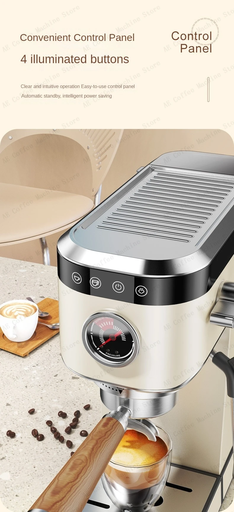 Description Picture 6 of itemSemi-automatic Espresso Machine Simple Control Panel Constant Temperature Extraction Coffee Machine Beginner Espresso Machine
