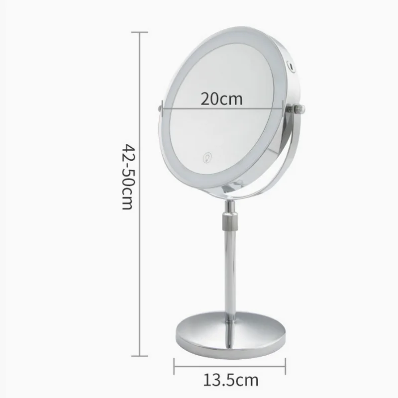 8" Makeup Mirror with Light USB Rechargeable Height Adjustable 1X/10X Magnifying 3 Color lighting 360&deg; Rotation Vanity Mirror