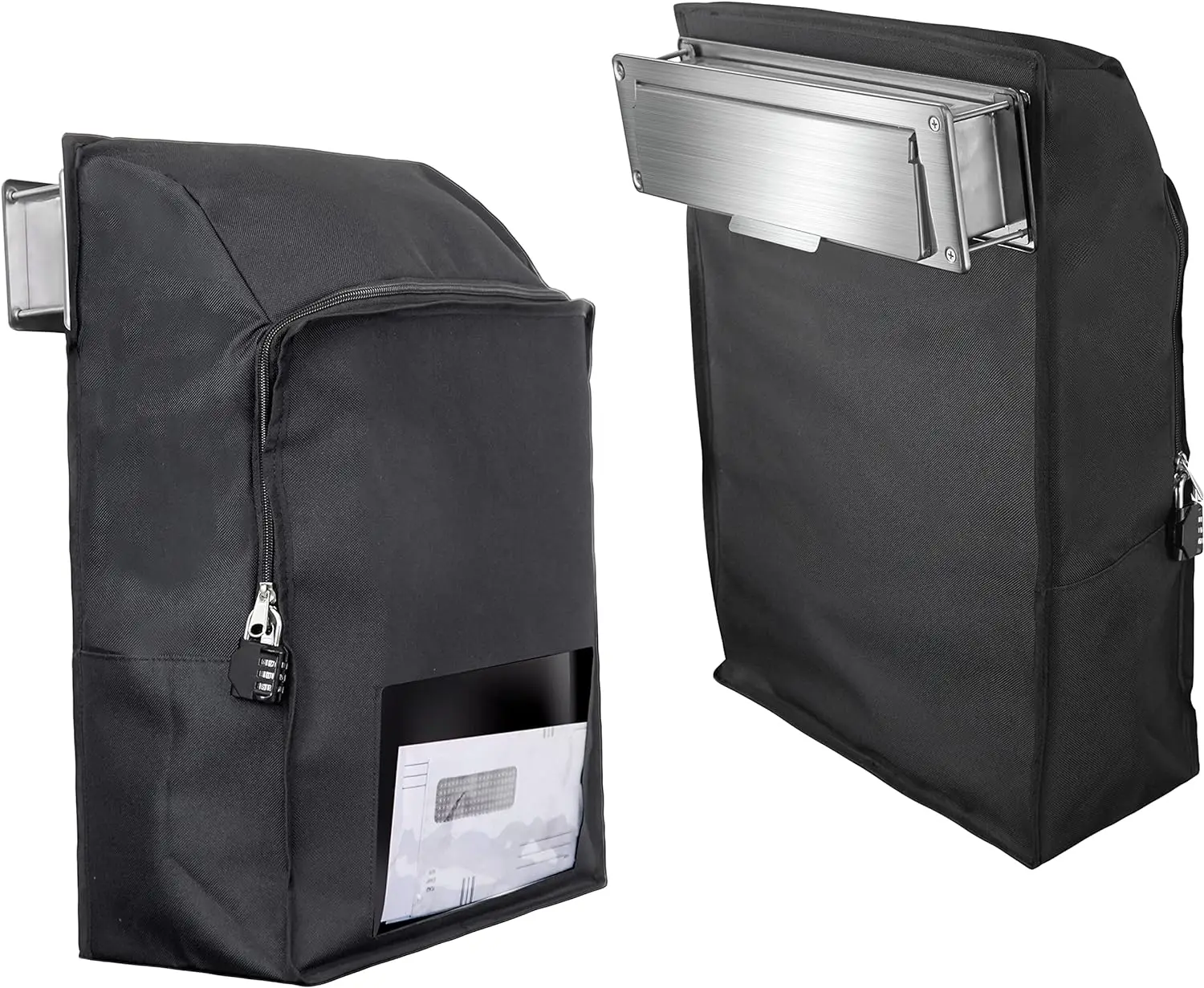 Stainless Steel Door Mail Slot with Extra Large Mail Catcher Combination Lock 11'' x 1.75'' Mail Slot Cover and Slot Catcher