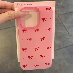 Chic Red Bow Print Matte Jelly Phone Case - Candy - Colored Cover - Redmi 13 (Rose redT11050)