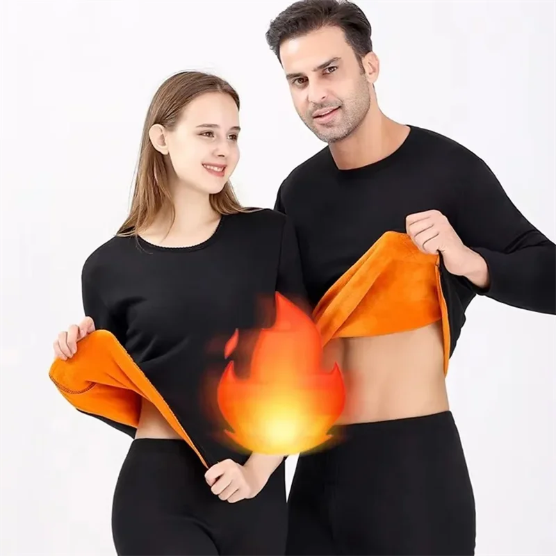Women Thermal Underwear Sets Winter Women Thermal Underwear Sets Long Johns Warm Solid Soft Casual Double Faced Velvet Plush Top With Pants Thick Ski