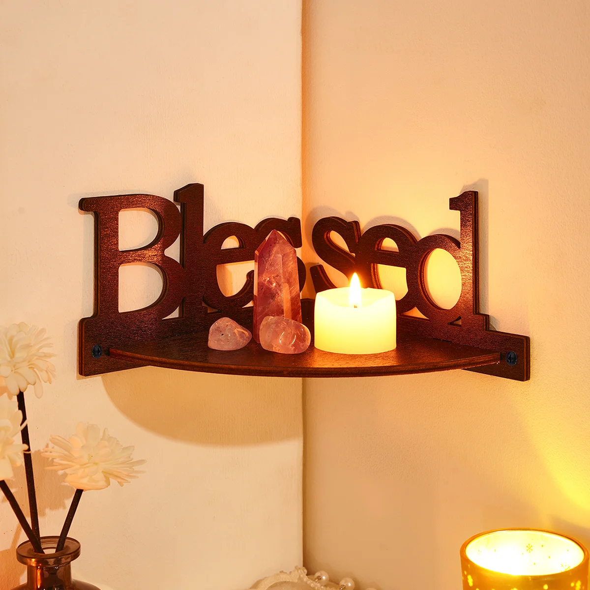 Blessed Rack 1PC, simple Blessed letter-shaped home decoration storage rack, DIY ...