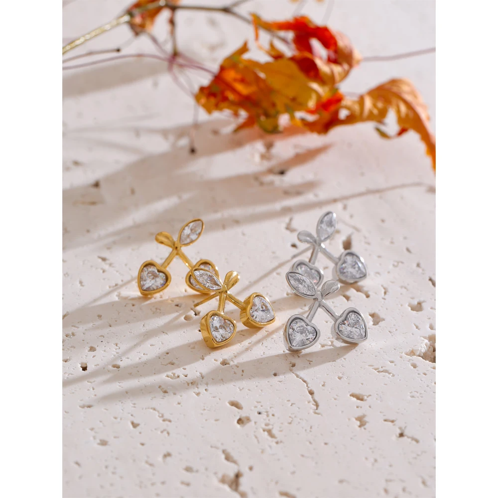 Yhpup Earrings Stainless Steel PVD Plated Fruit