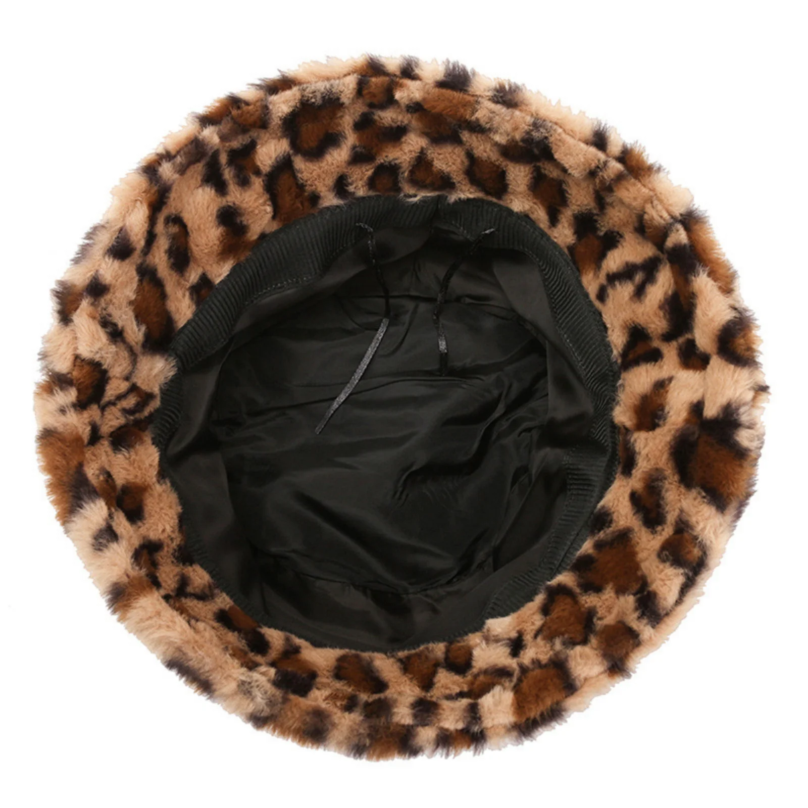 1PC Leopard Fuzzy Bucket Hat for Women, Soft Faux Fur Trendy Animal Print, Winter Warm Fashion Accessory，Headwear for Daily