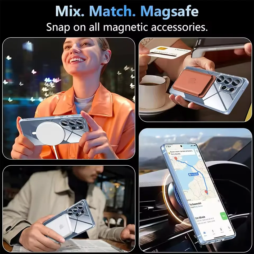 For Magsafe Magnetic Wireless Charging Case For Samsung Galaxy S25 S26 Ultra Plus FE S25Ultra 5G + Clear Shockproof Back Cover