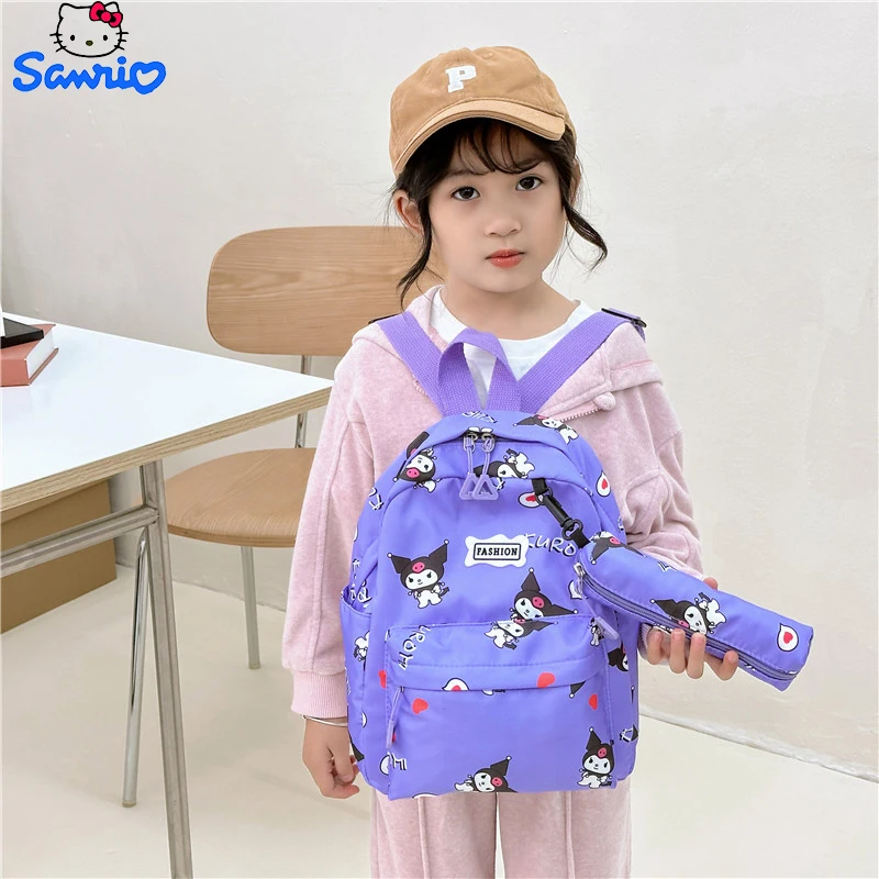 

Школьный ранец Sanrio Kawaii Kuromi, рюкзак для карандашей большой вместимости в стиле аниме для детского сада, студентов, школьные принадлежности, подарок