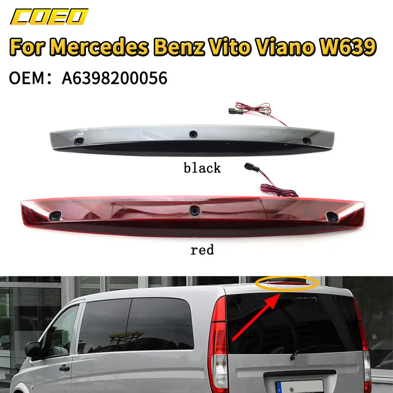 

Auto LED 3rd Rear Brake Light Third Stop Lamp New High Level Smoked Black/Red For Benz V Class Vito Viano W639 A6398200056