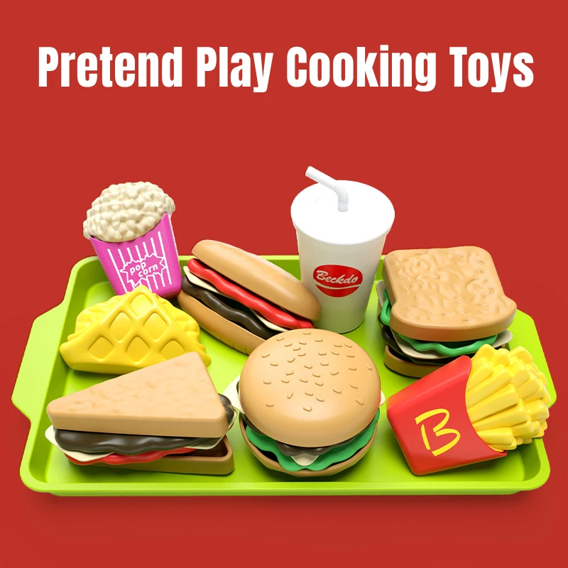 Mini Pretend Play Cooking Toys Hamburger Hot Dog DIY Set Play House Playtime toys Simulation Food Kitchen Assemble Kit